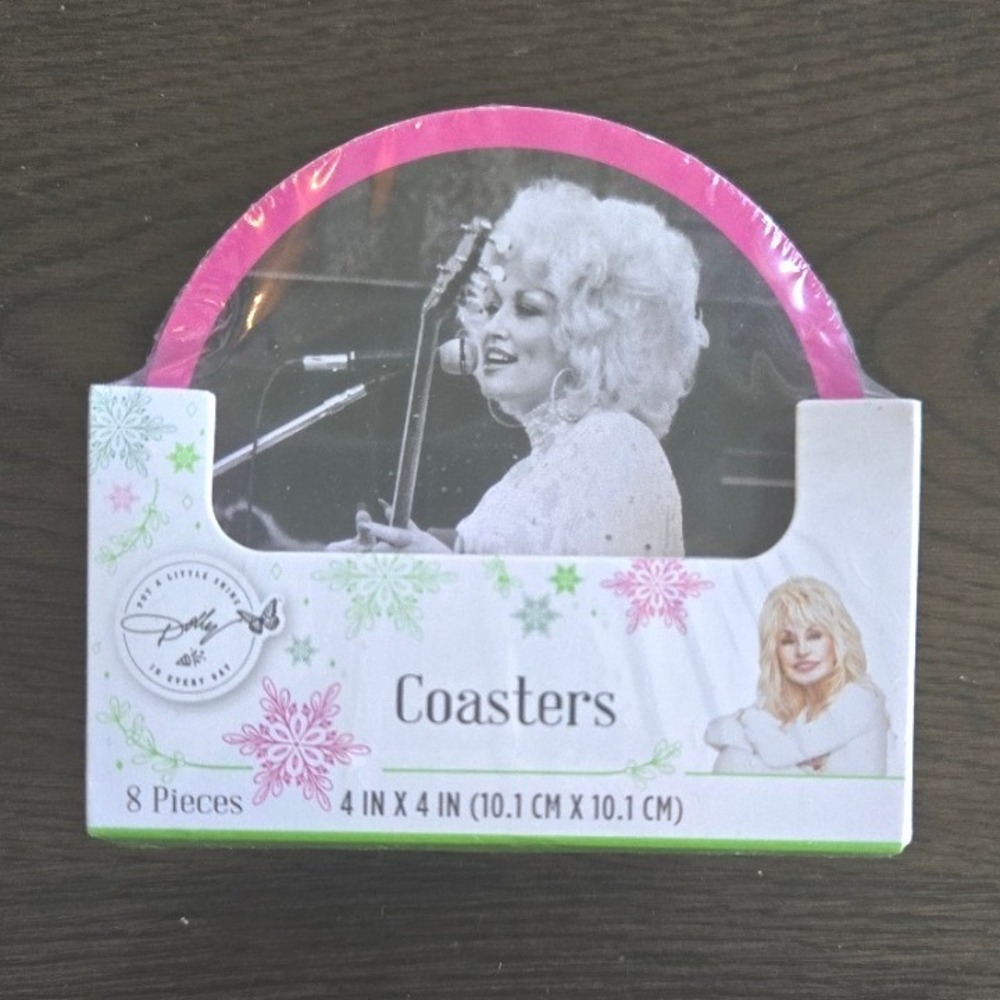 Dolly Parton Coasters 8-Piece Set New Sealed Holographic Disco Ball Designs